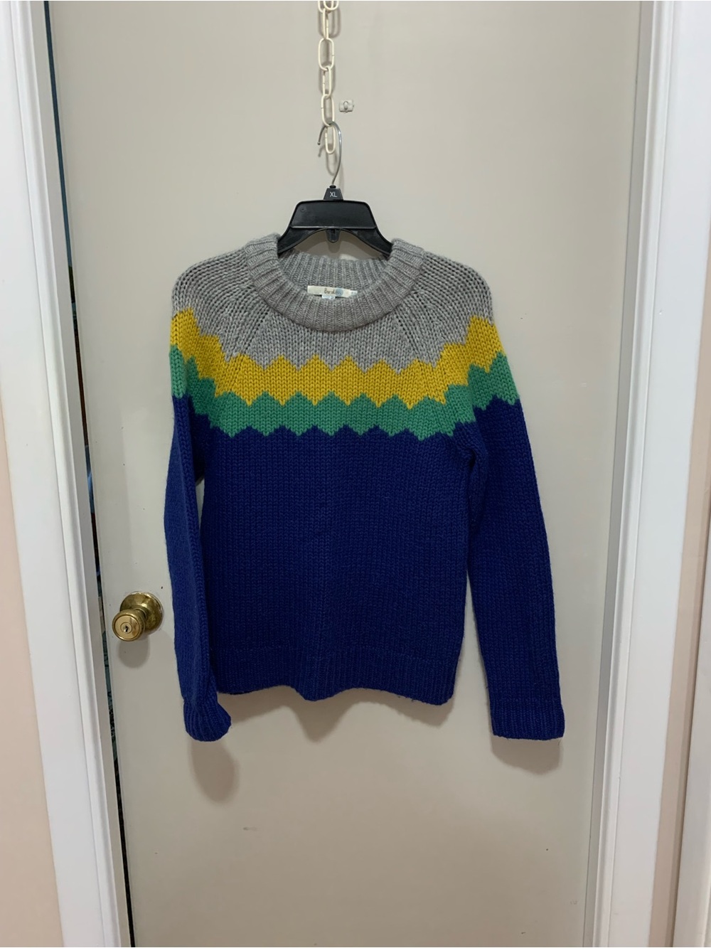 Boden Crewneck Sweater in Gray, Yellow, Green and Blue